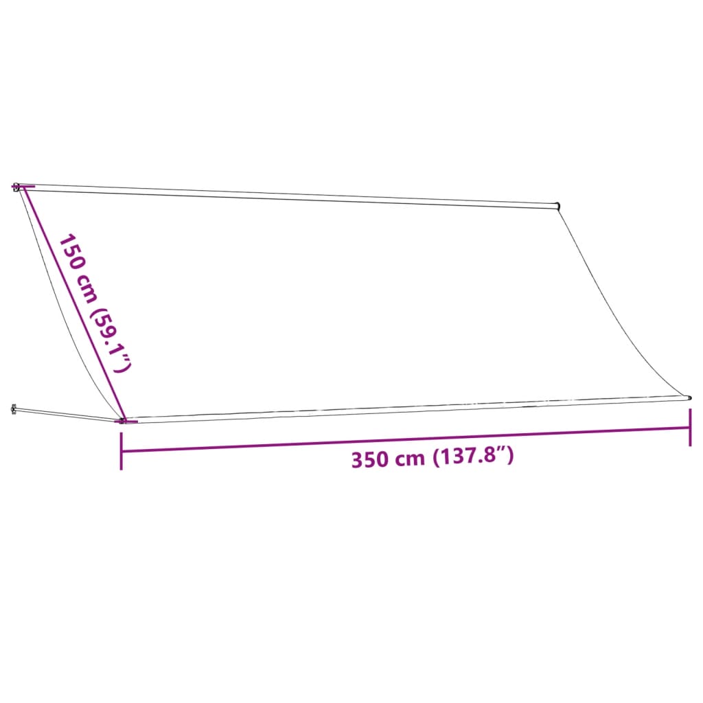 Retractable awning anthracite 350x150 cm fabric and steel