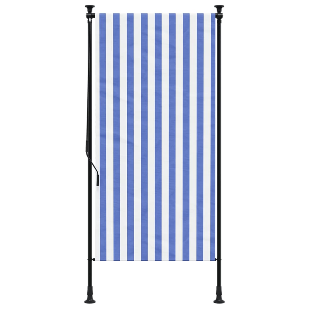 Utendørs rullegardin blå og hvit 100x270 cm stoff og stål