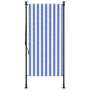 Utendørs rullegardin blå og hvit 100x270 cm stoff og stål