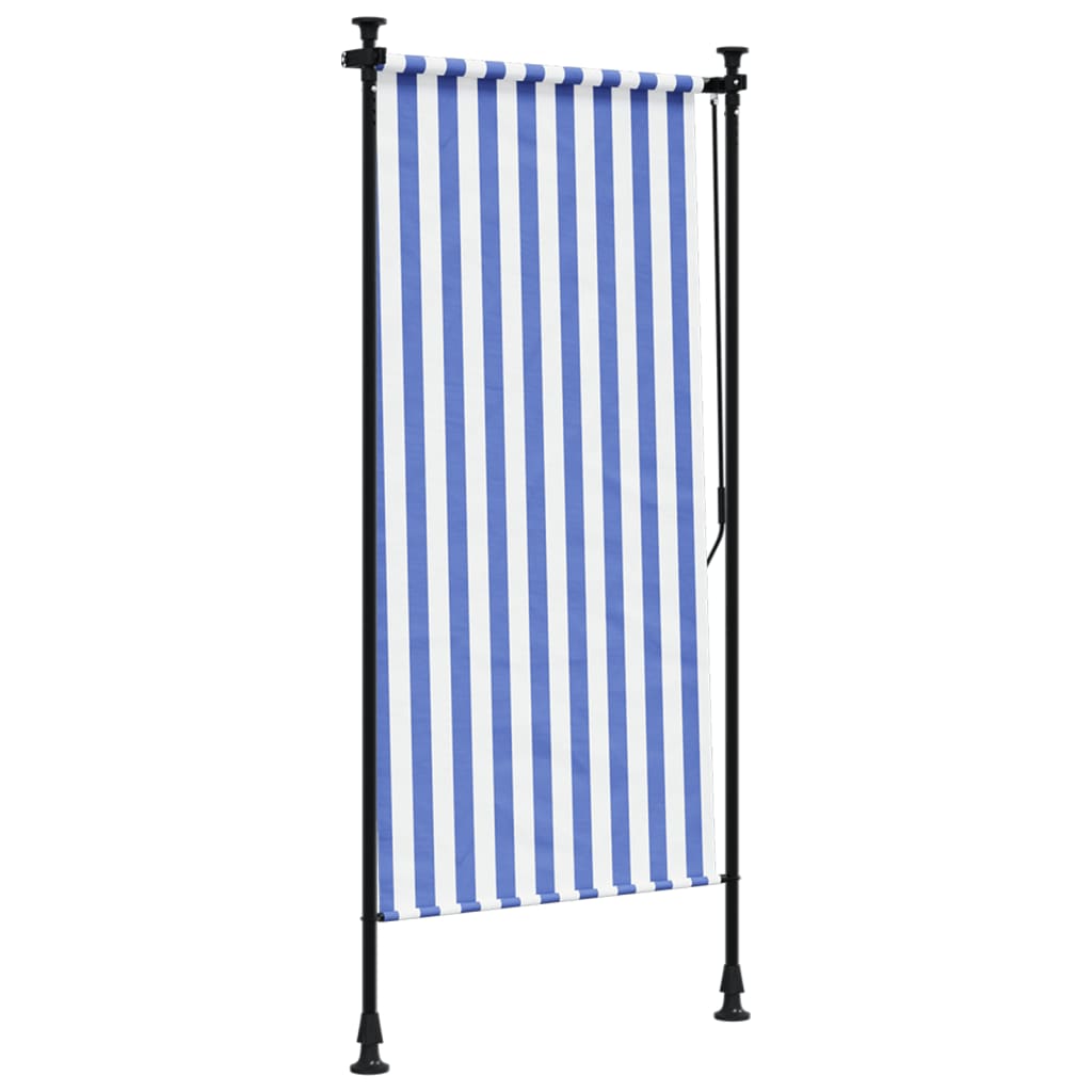Utendørs rullegardin blå og hvit 100x270 cm stoff og stål