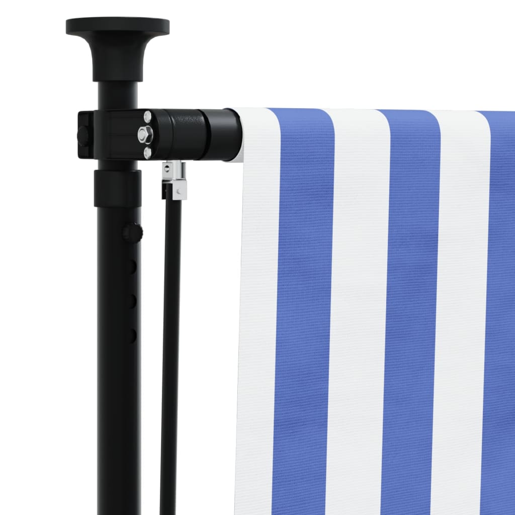 Utendørs rullegardin blå og hvit 100x270 cm stoff og stål