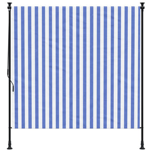 Utendørs rullegardin blå og hvit 200x270 cm stoff og stål