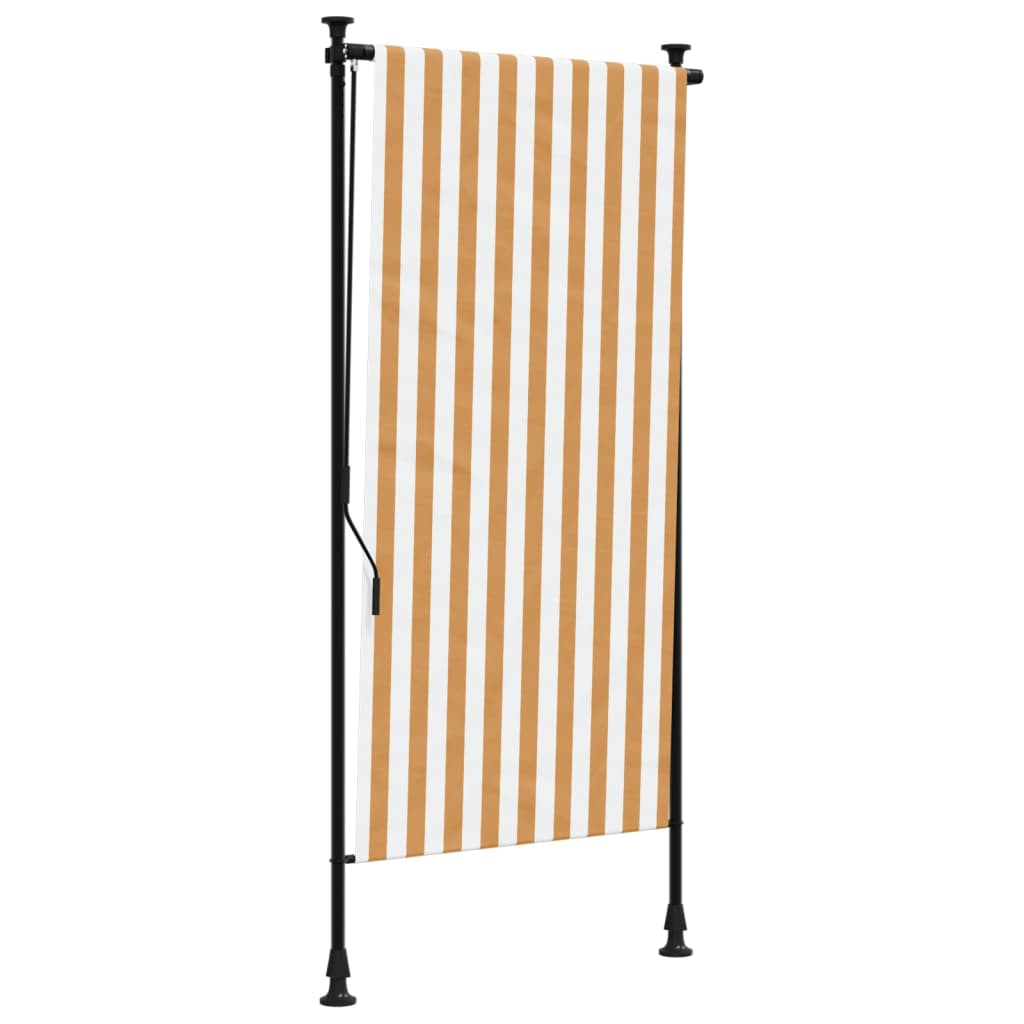 Utendørs rullegardin oransje og hvit 100x270 cm stoff og stål