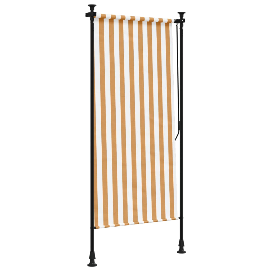 Utendørs rullegardin oransje og hvit 100x270 cm stoff og stål