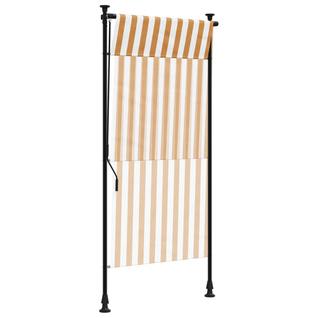 Utendørs rullegardin oransje og hvit 100x270 cm stoff og stål