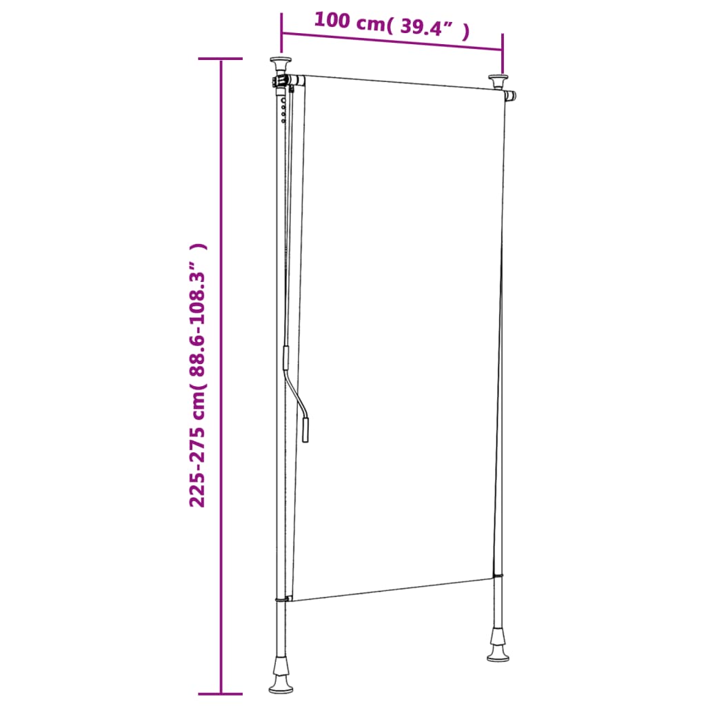 Utendørs rullegardin oransje og hvit 100x270 cm stoff og stål
