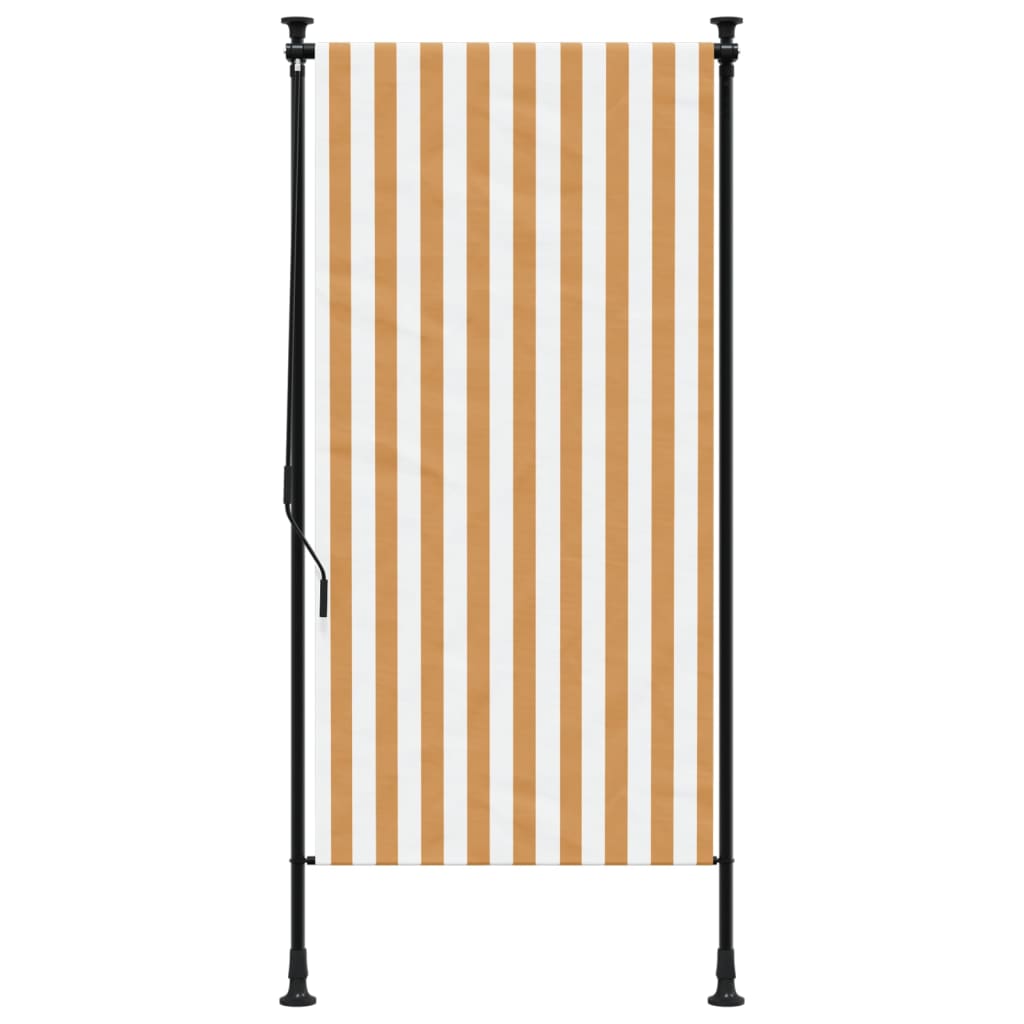 Utendørs rullegardin oransje og hvit 120x270 cm stoff og stål
