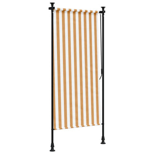 Utendørs rullegardin oransje og hvit 120x270 cm stoff og stål