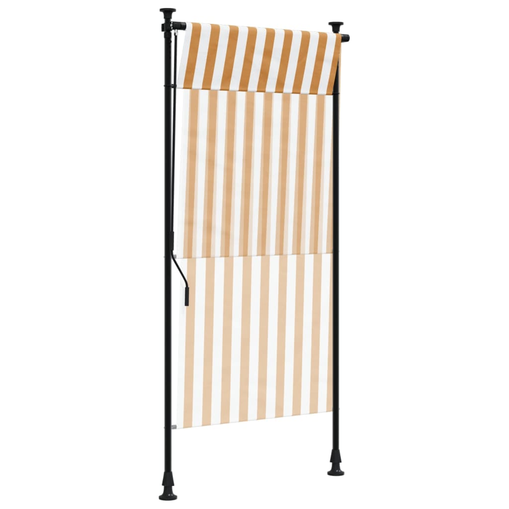 Utendørs rullegardin oransje og hvit 120x270 cm stoff og stål
