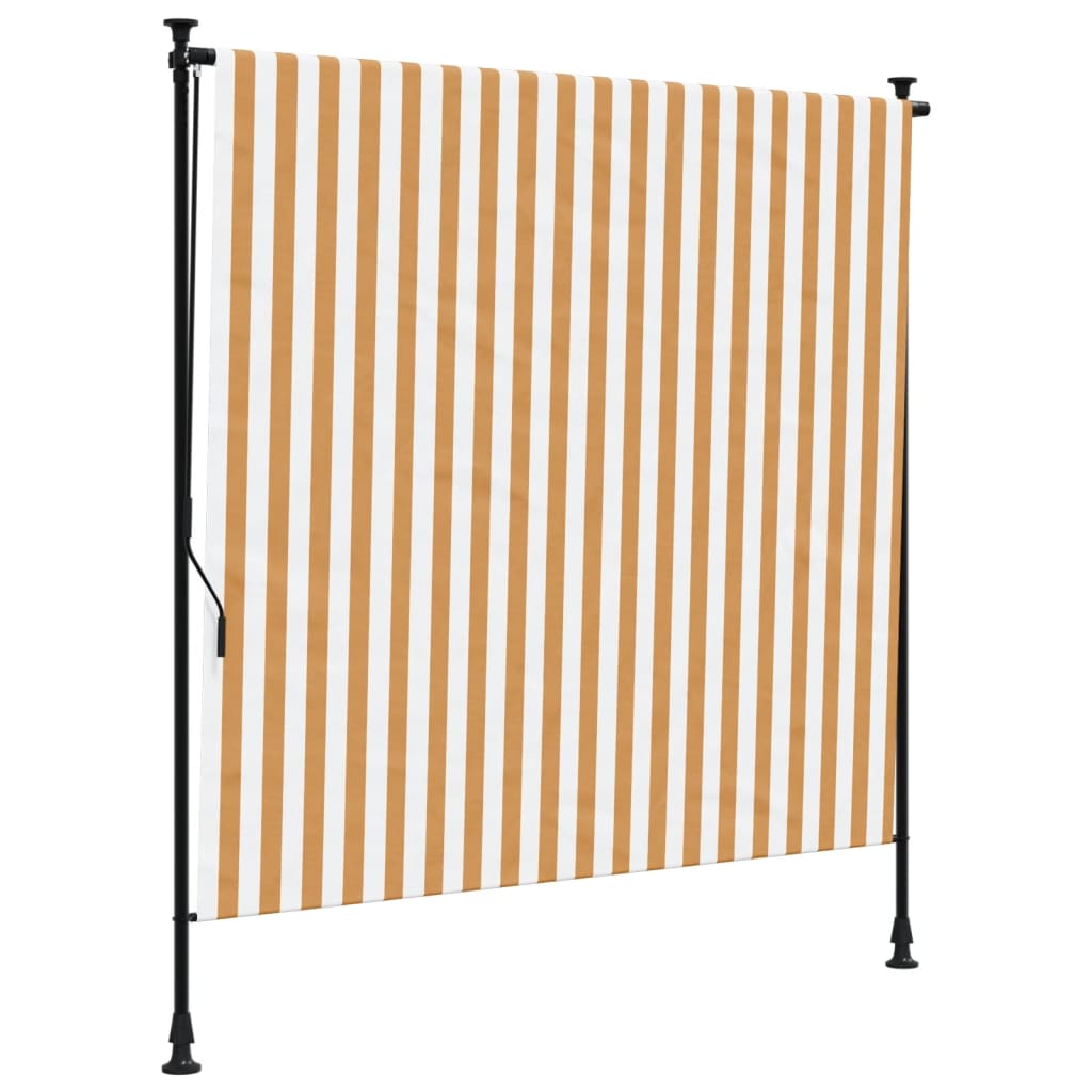 Utendørs rullegardin oransje og hvit 150x270 cm stoff og stål