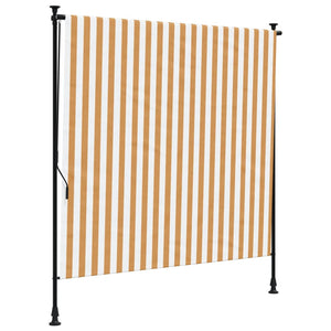 Utendørs rullegardin oransje og hvit 150x270 cm stoff og stål