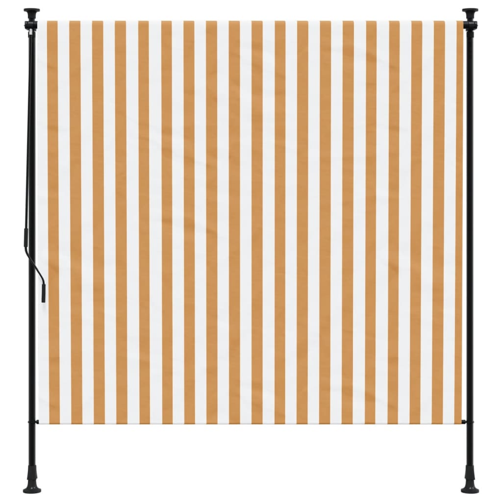 Utendørs rullegardin oransje og hvit 150x270 cm stoff og stål