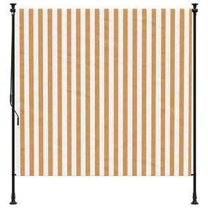 Utendørs rullegardin oransje og hvit 150x270 cm stoff og stål