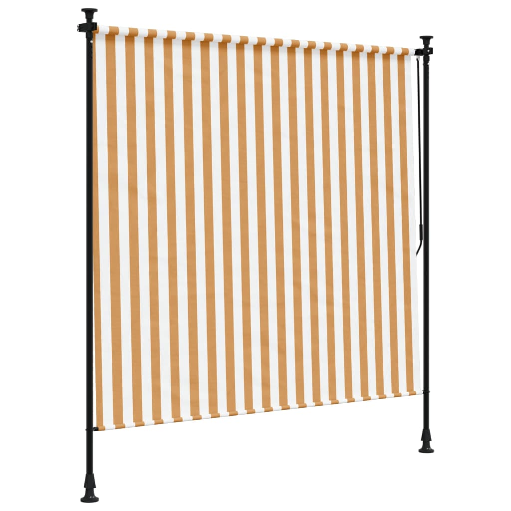 Utendørs rullegardin oransje og hvit 150x270 cm stoff og stål