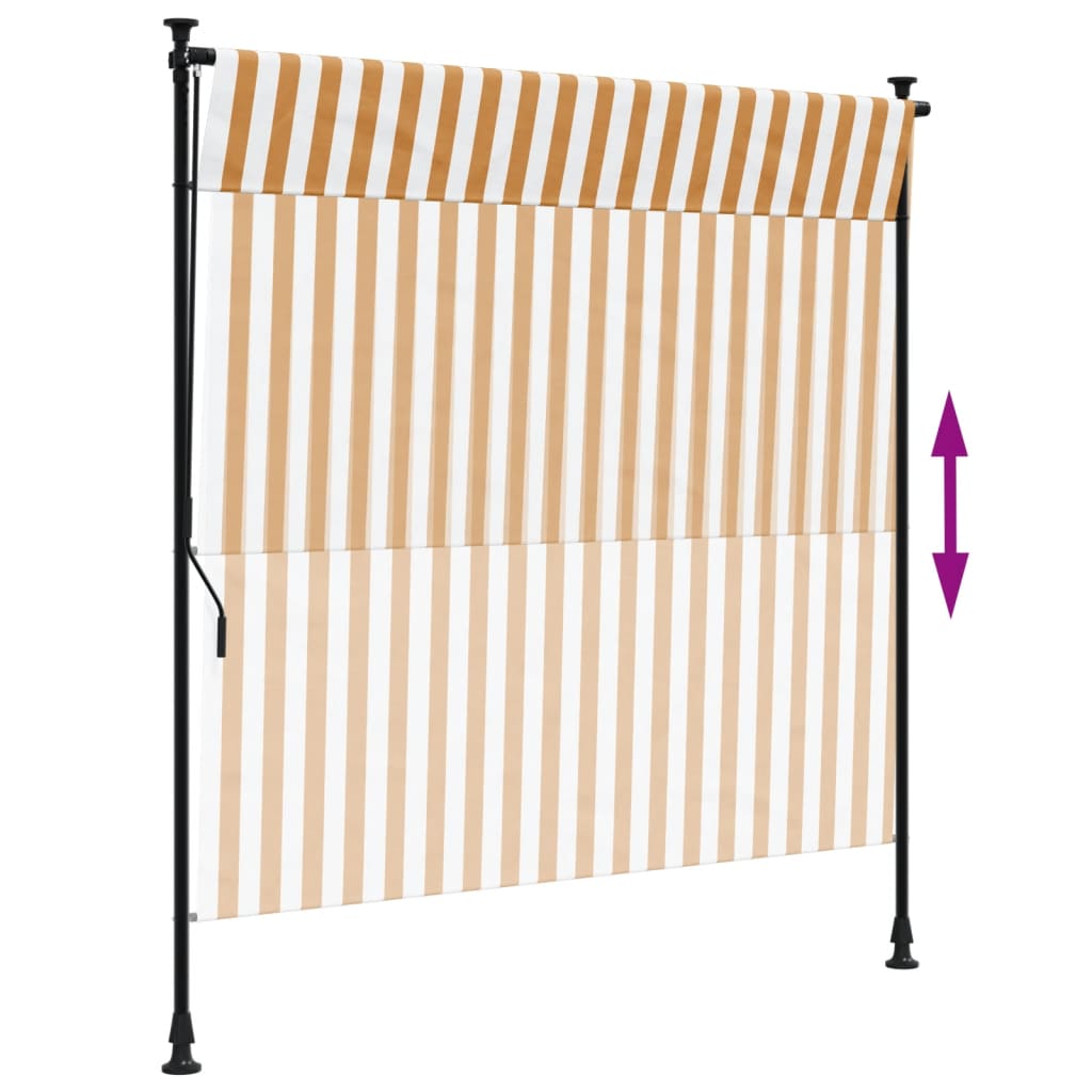 Utendørs rullegardin oransje og hvit 150x270 cm stoff og stål