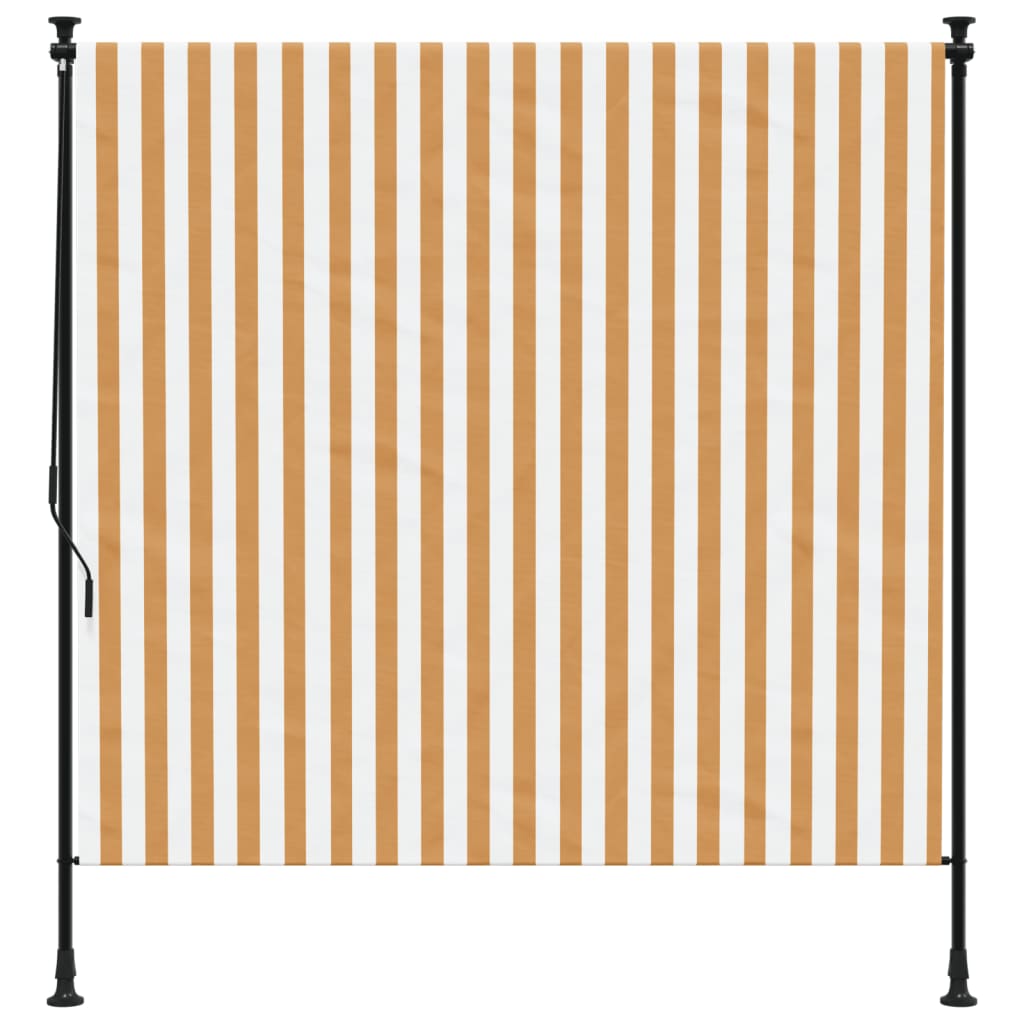 Utendørs rullegardin oransje og hvit 200x270 cm stoff og stål