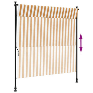 Utendørs rullegardin oransje og hvit 200x270 cm stoff og stål