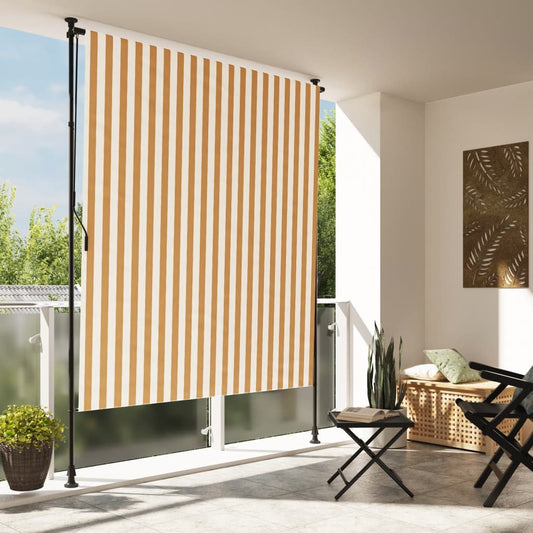 Utendørs rullegardin oransje og hvit 200x270 cm stoff og stål