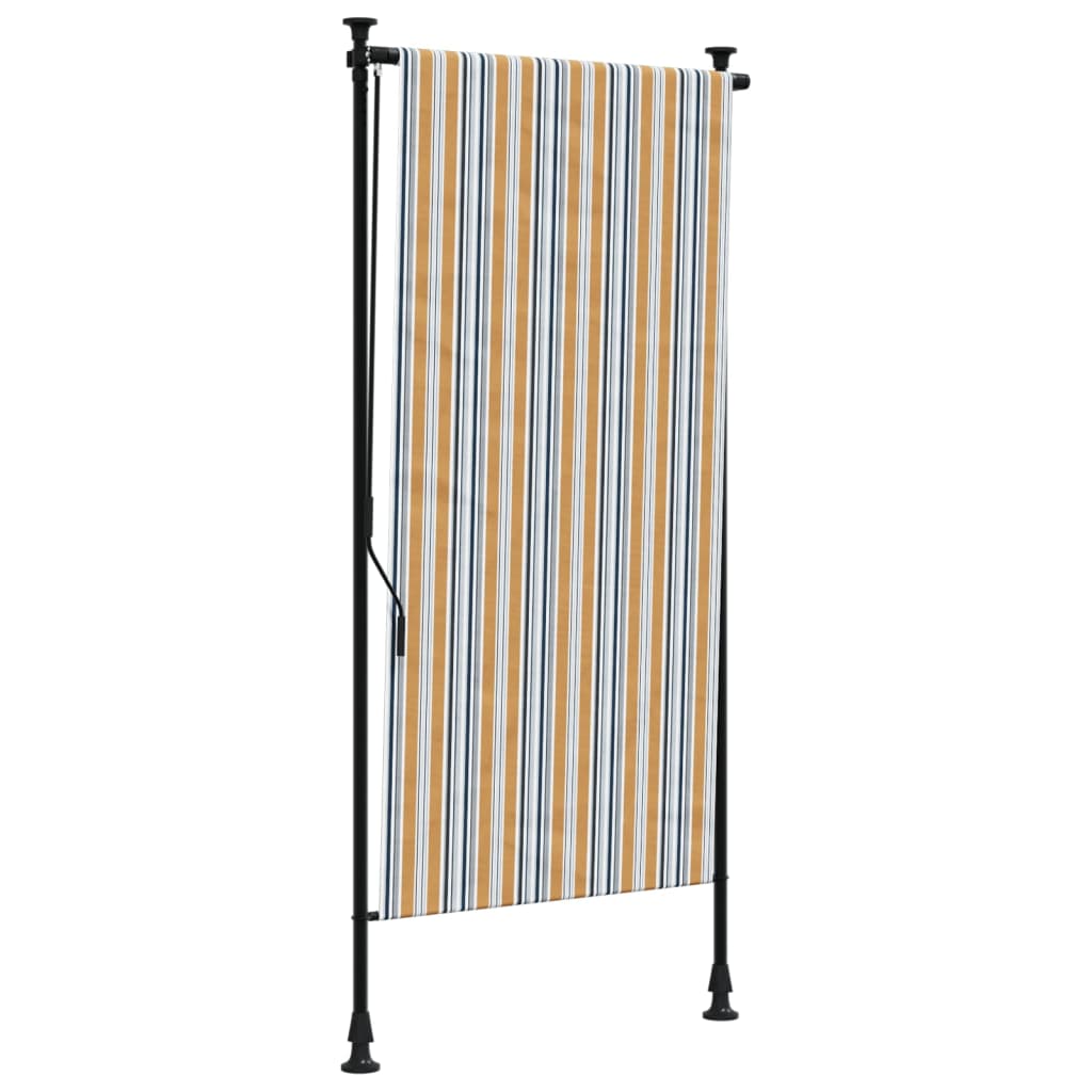 Utendørs rullegardin gul og hvit 120x270 cm stoff og stål