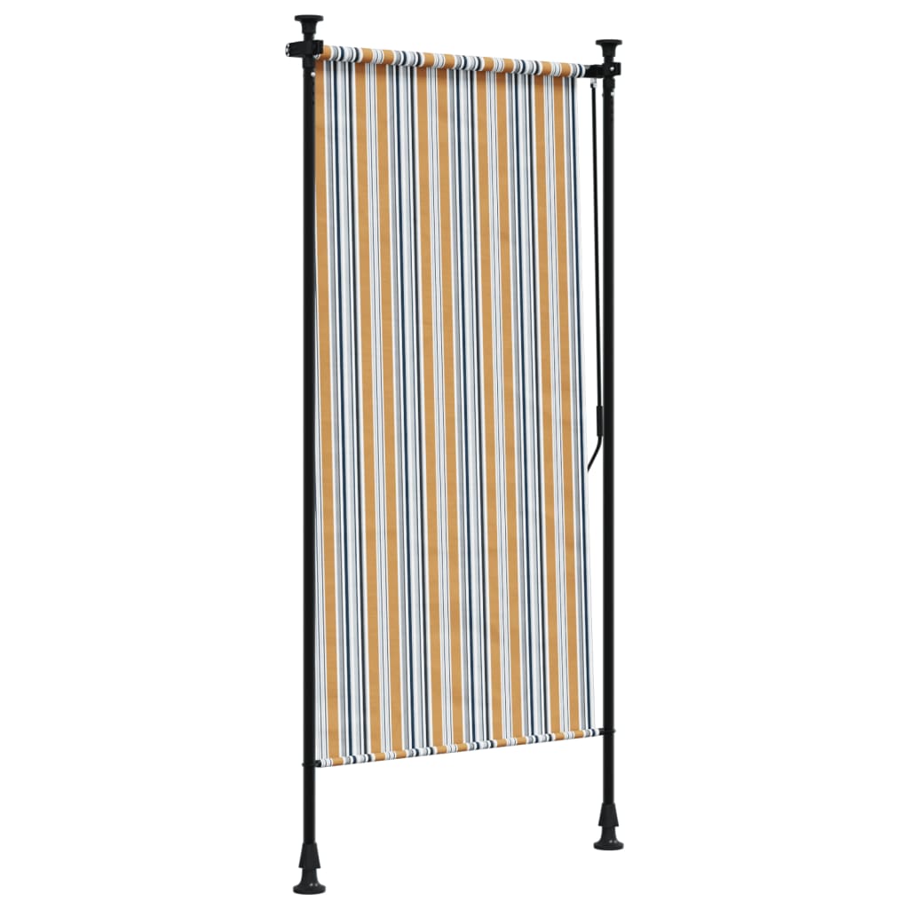 Utendørs rullegardin gul og hvit 120x270 cm stoff og stål