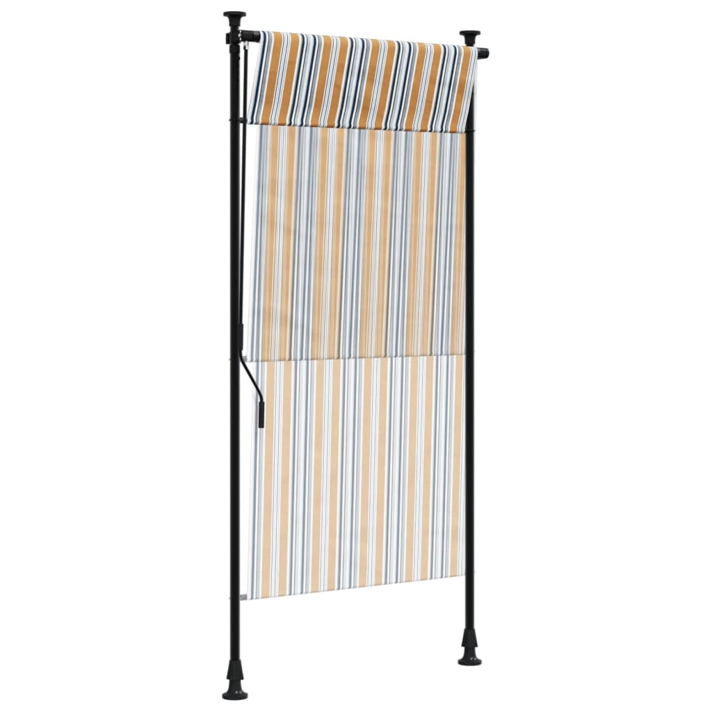 Utendørs rullegardin gul og hvit 120x270 cm stoff og stål