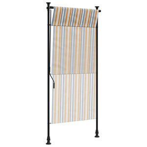 Utendørs rullegardin gul og hvit 120x270 cm stoff og stål