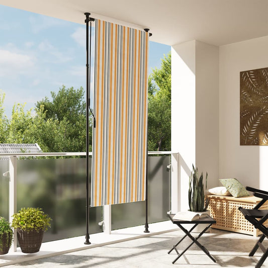 Utendørs rullegardin gul og hvit 120x270 cm stoff og stål