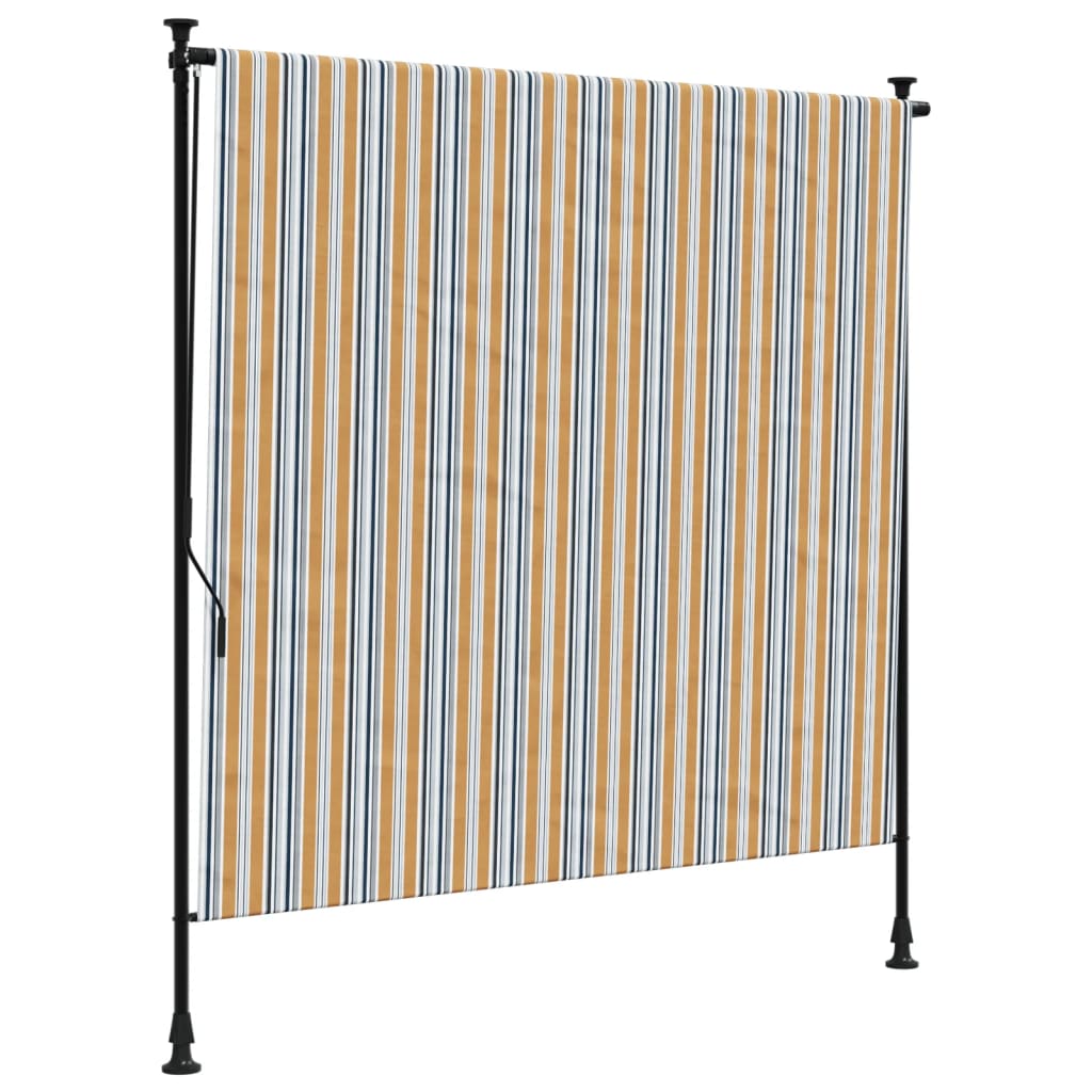 Utendørs rullegardin gul og hvit 150x270 cm stoff og stål