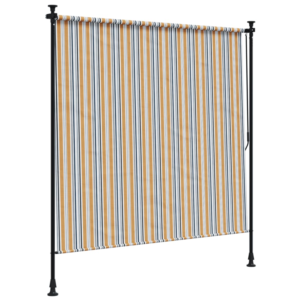 Utendørs rullegardin gul og hvit 150x270 cm stoff og stål