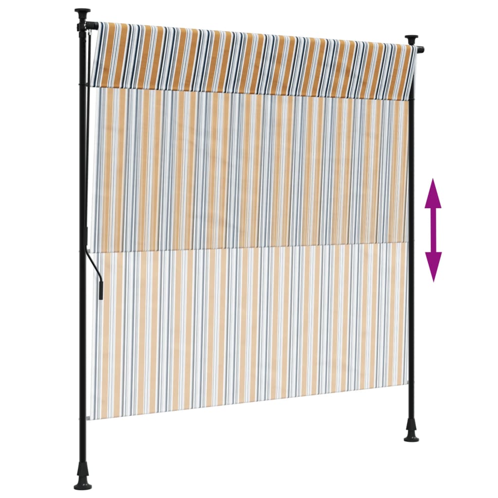 Utendørs rullegardin gul og hvit 150x270 cm stoff og stål