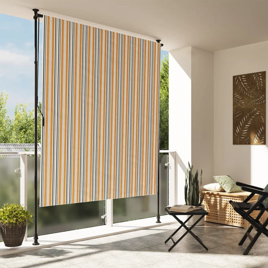 Utendørs rullegardin gul og hvit 150x270 cm stoff og stål