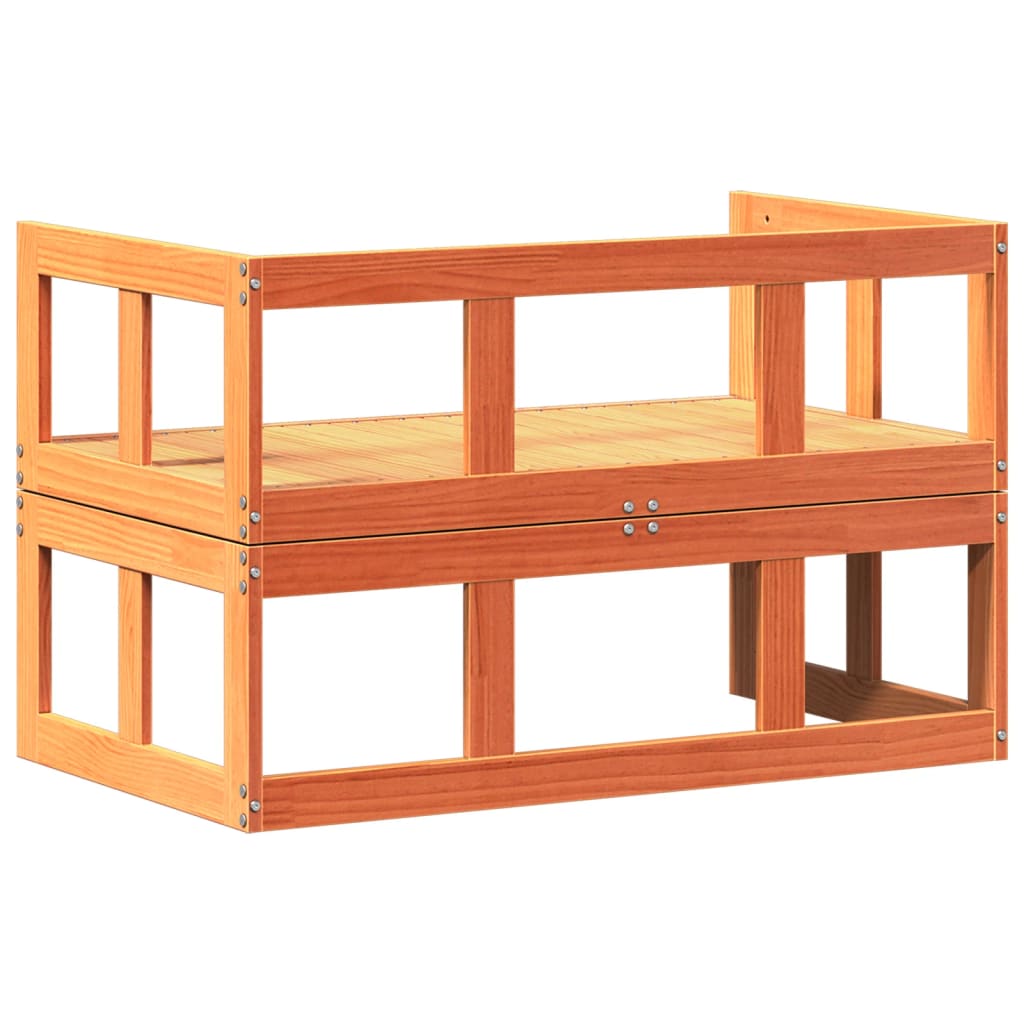 Extendable garden bench wax brown solid pine