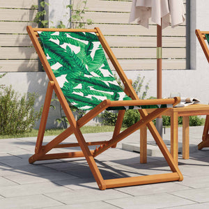 Sammenleggbar strandstol bladmønster heltre eukalyptus og stoff