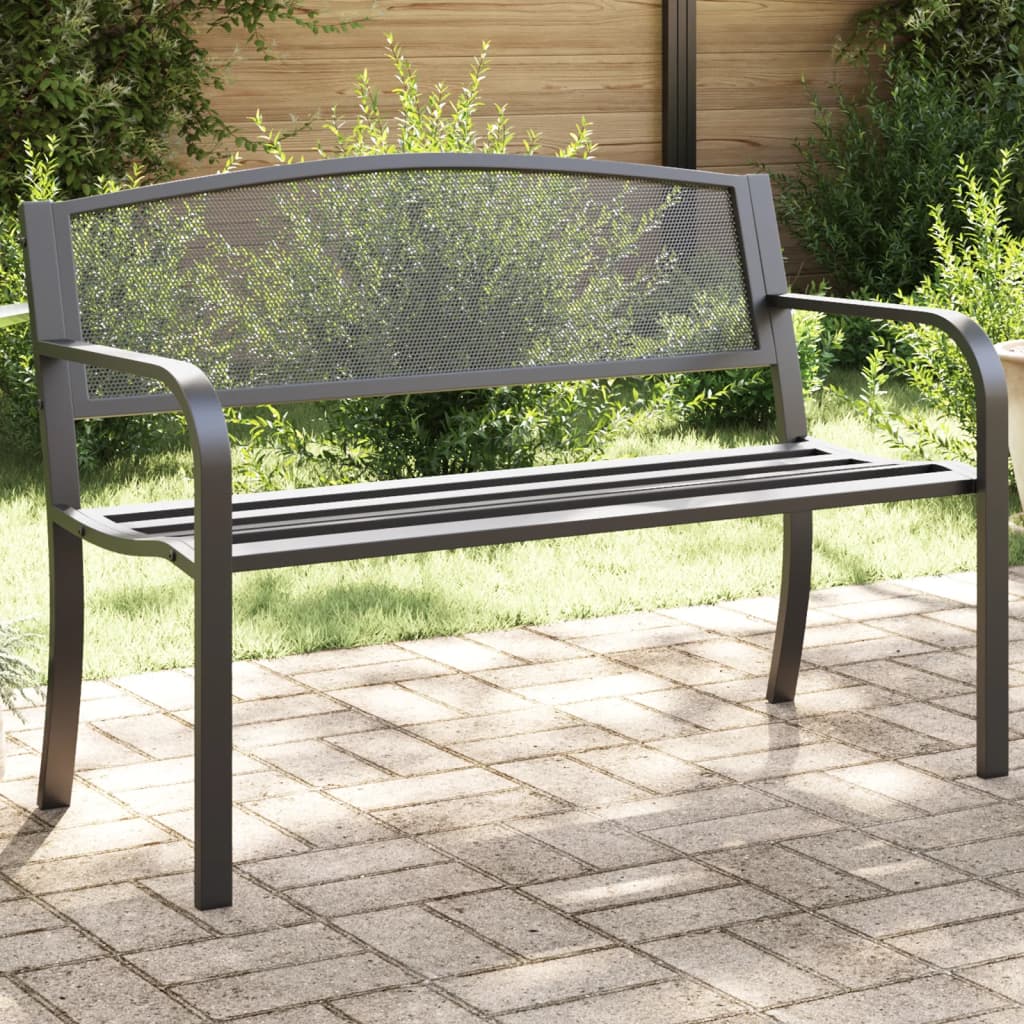 Hagebenk 119 cm svart stål