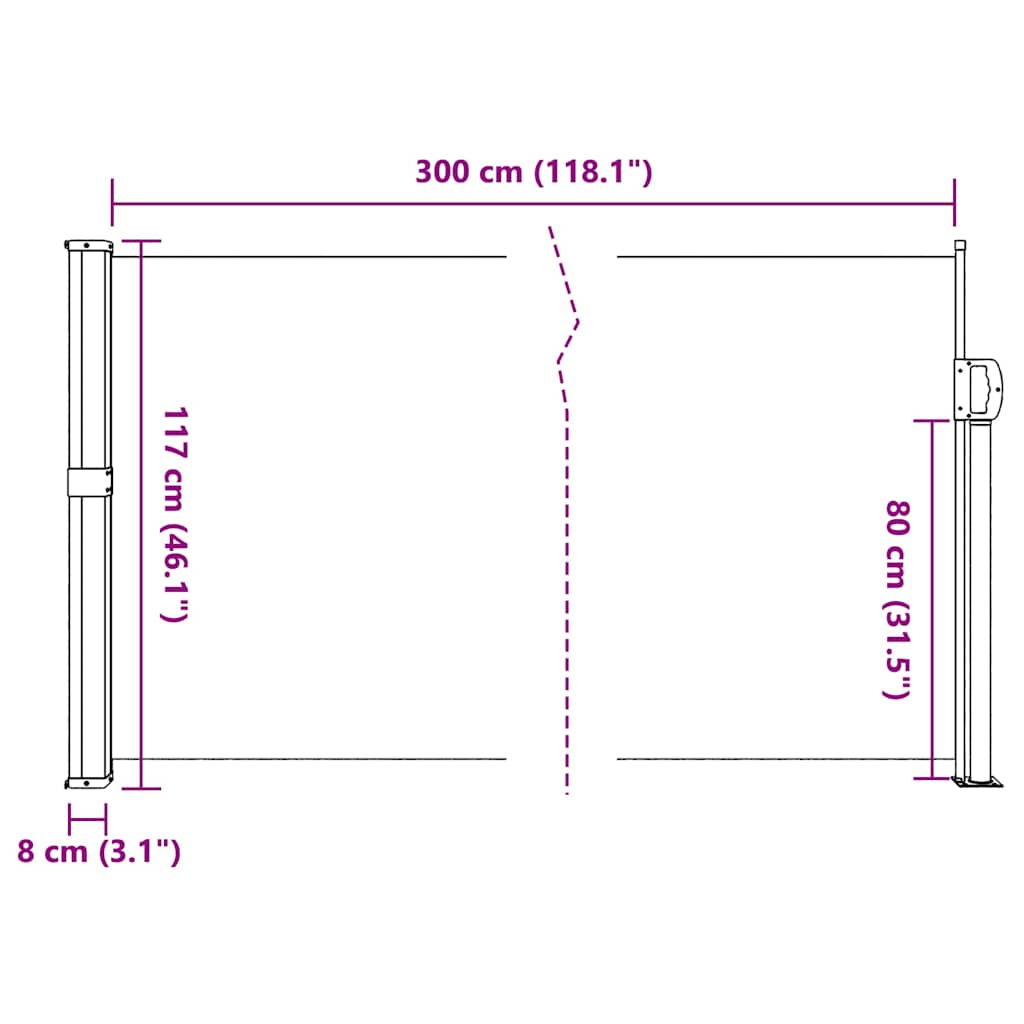 Uttrekkbar sidemarkise blå 117x300 cm