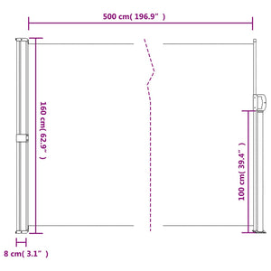 Uttrekkbar sidemarkise blå 160x500 cm