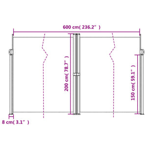 Uttrekkbar sidemarkise terrakotta 200x600 cm