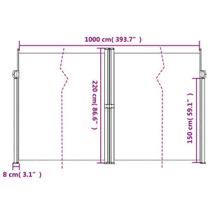 Uttrekkbar sidemarkise 220x1000 cm mørkegrønn