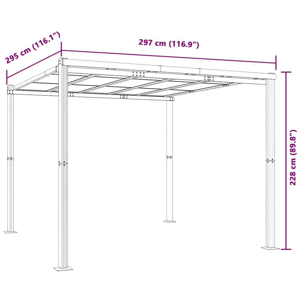Hagepaviljong antrasitt 3x3 m aluminium