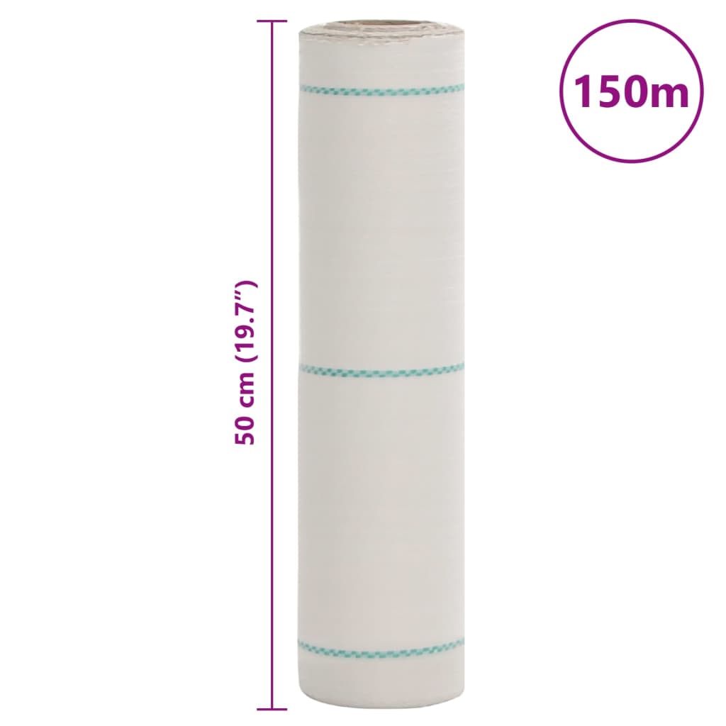 Kontrollmatte for ugress hvit 0,5x150 m PP
