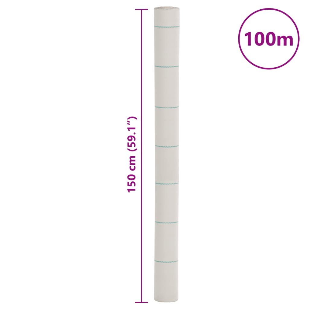 Kontrollmatte for ugress hvit 1,5x100 m PP
