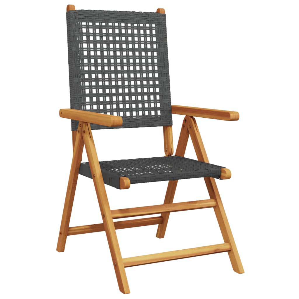 Garden armchairs 4 pieces black poly rattan and solid wood
