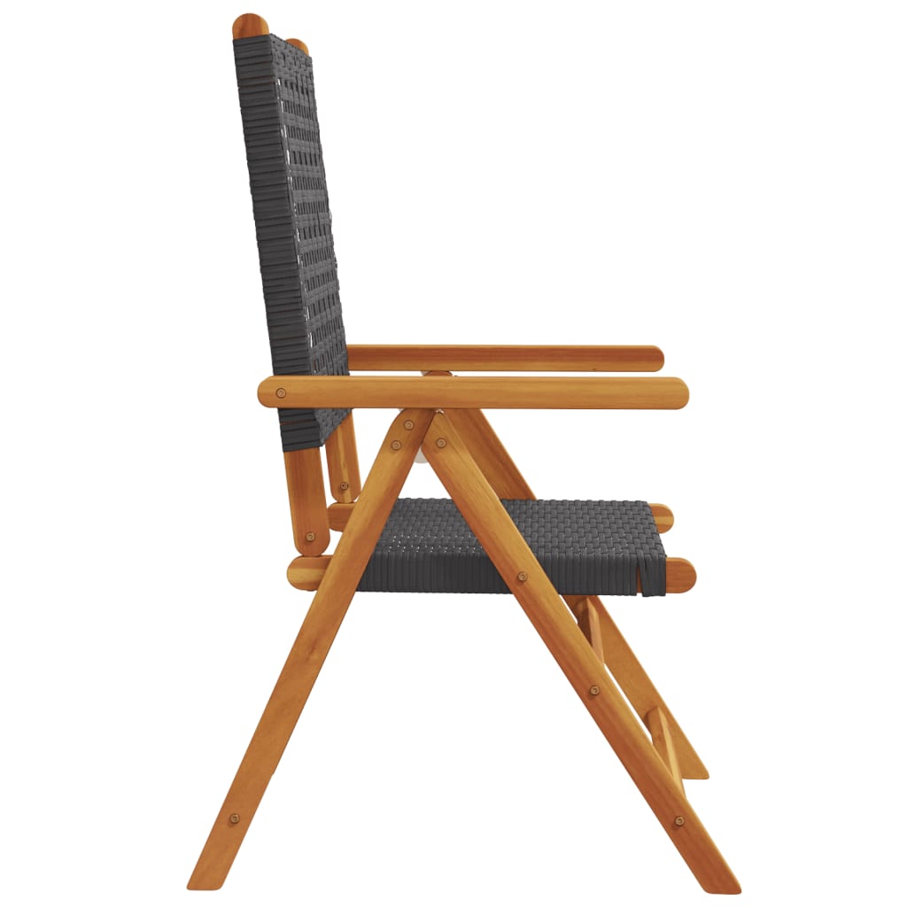 Garden armchairs 4 pieces black poly rattan and solid wood