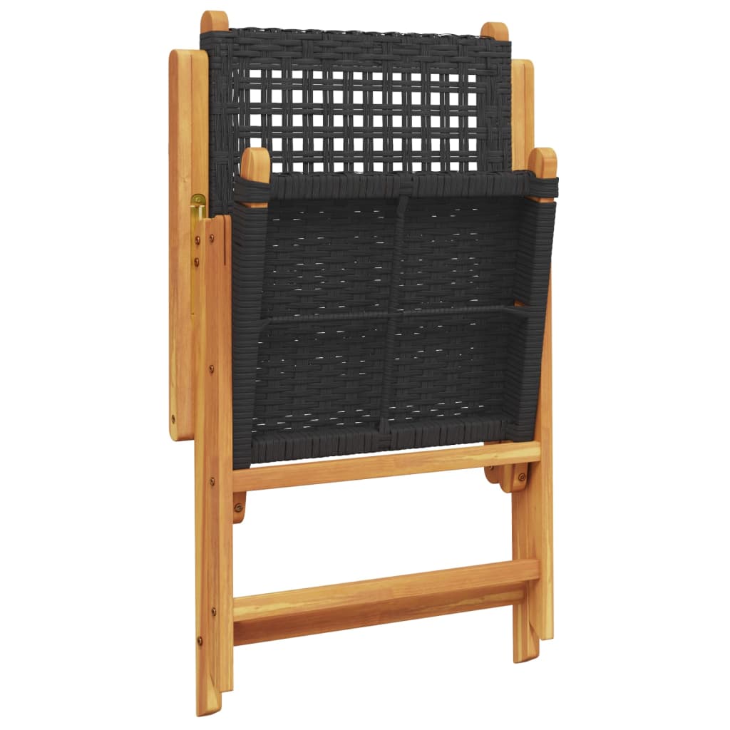 Garden armchairs 4 pieces black poly rattan and solid wood