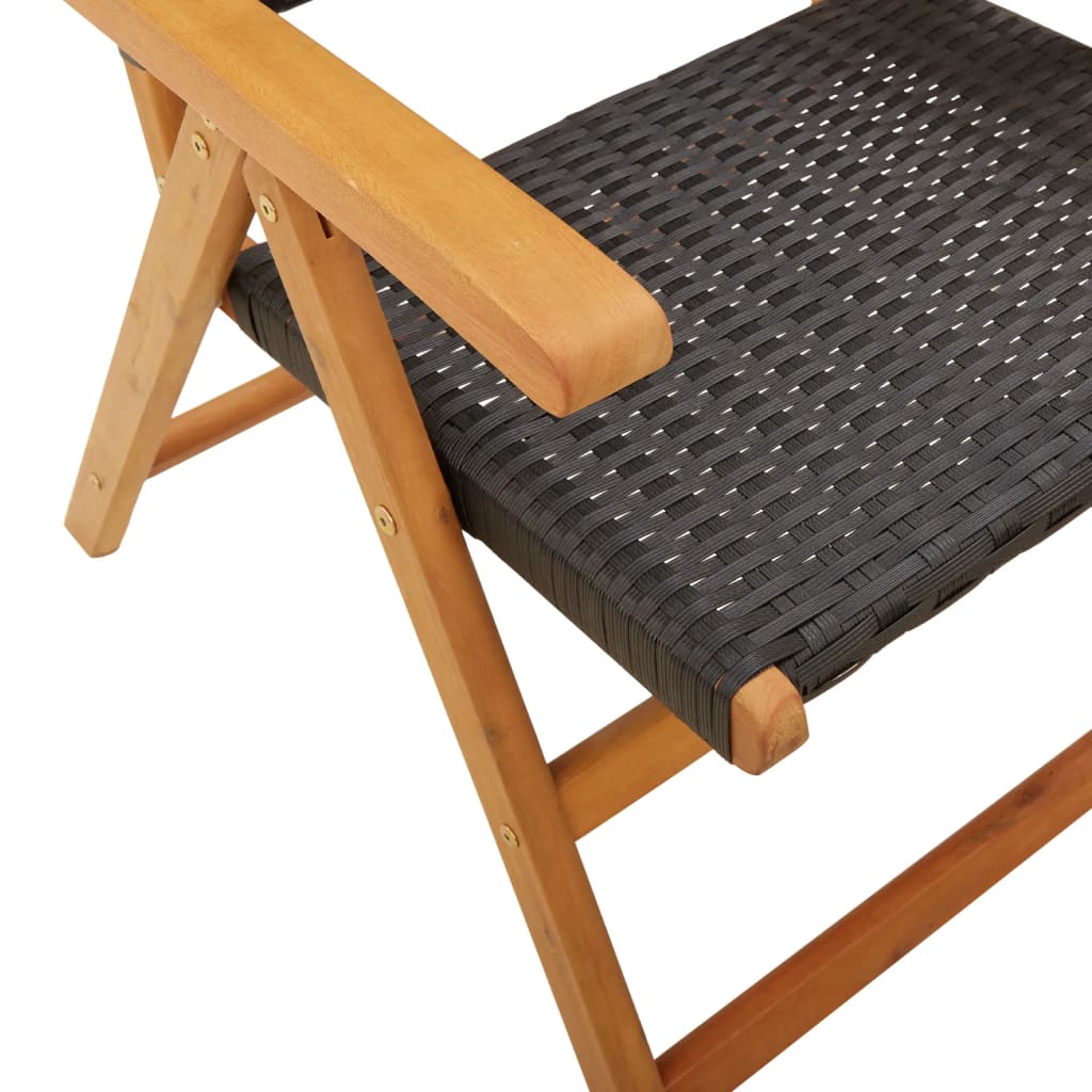 Garden armchairs 4 pieces black poly rattan and solid wood