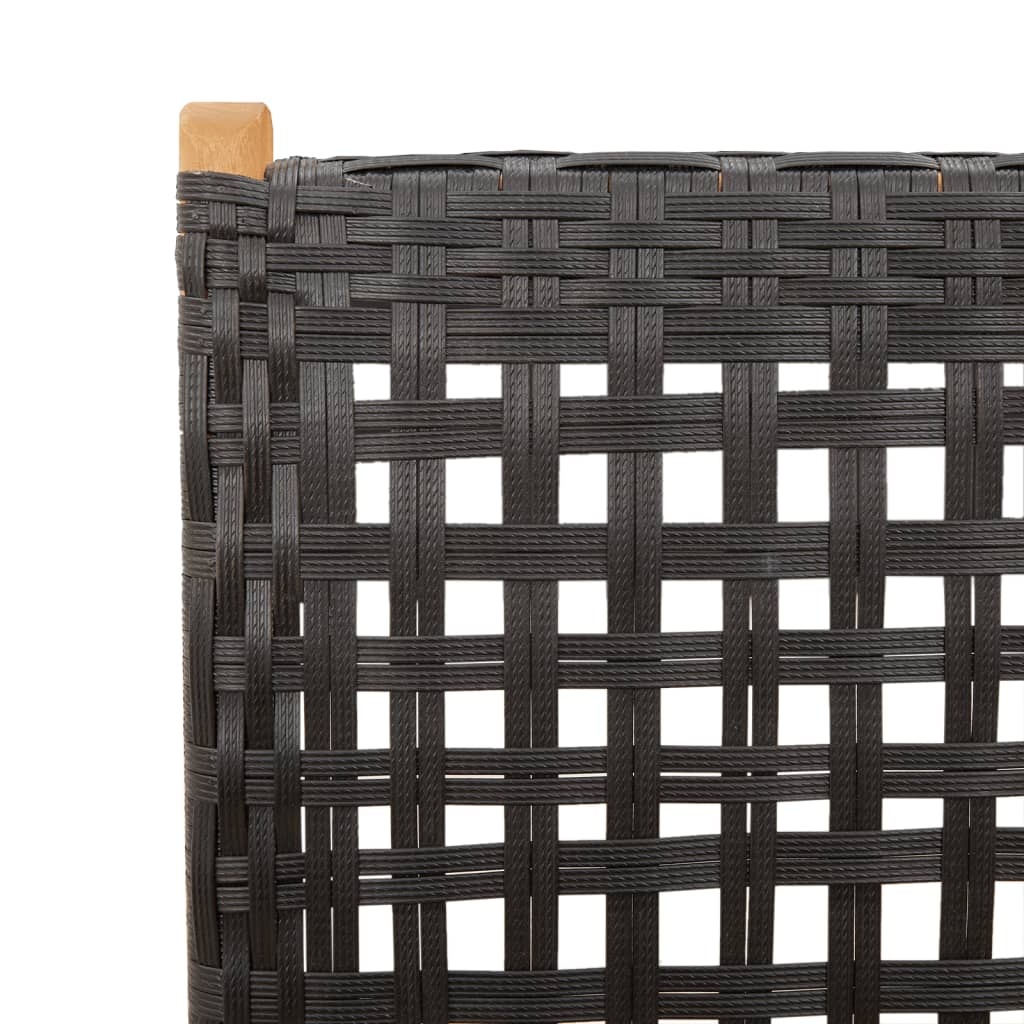 Garden armchairs 4 pieces black poly rattan and solid wood