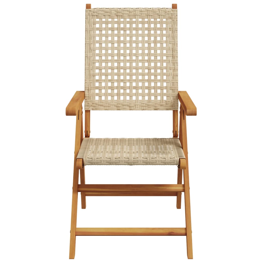 Garden armchairs 6 pieces beige poly rattan and solid wood