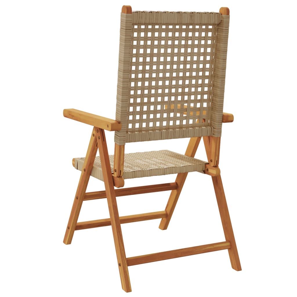 Garden armchairs 6 pieces beige poly rattan and solid wood
