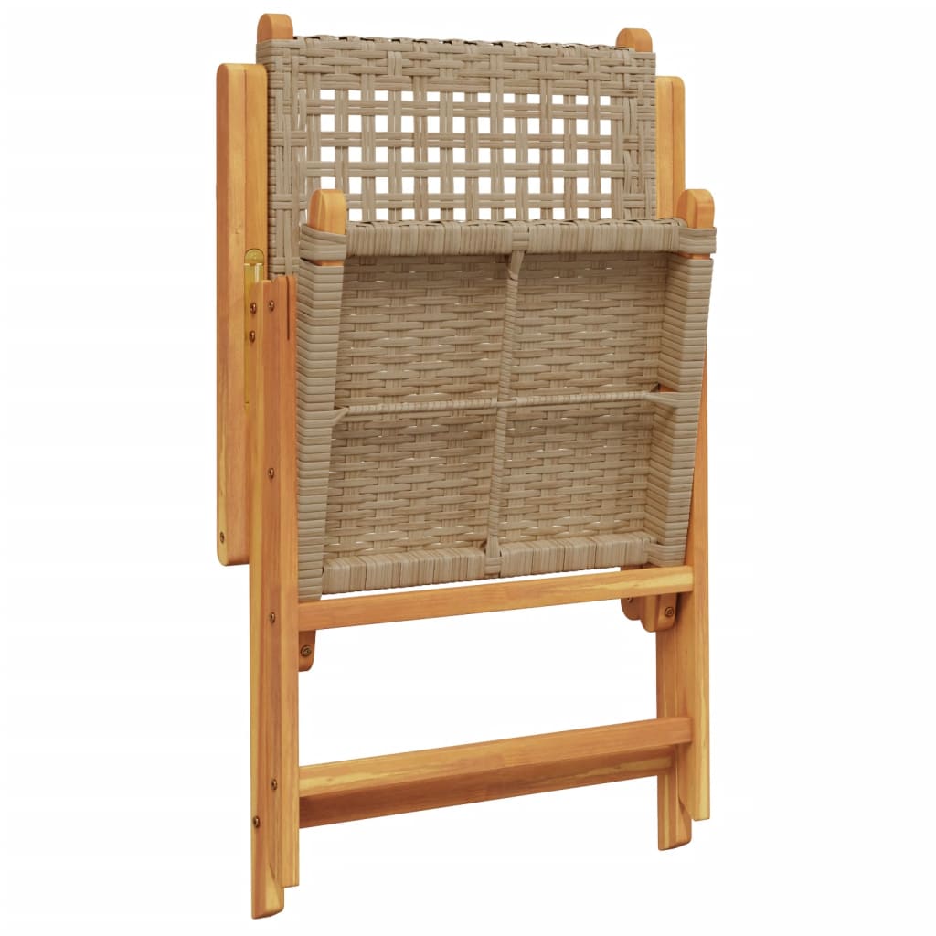 Garden armchairs 6 pieces beige poly rattan and solid wood