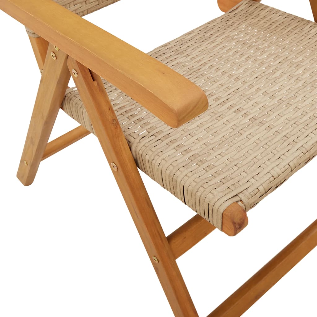 Garden armchairs 6 pieces beige poly rattan and solid wood